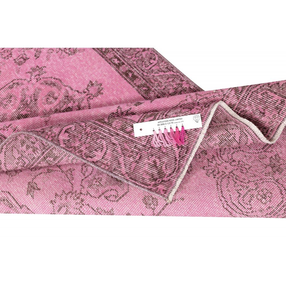 Pink Vintage Area Rug for Modern Home and Office. Handknotted and Handwoven in Turkey