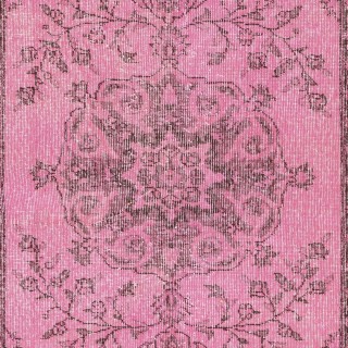 Pink Vintage Area Rug for Modern Home and Office. Handknotted and Handwoven in Turkey