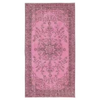 Pink Vintage Area Rug for Modern Home and Office. Handknotted and Handwoven in Turkey