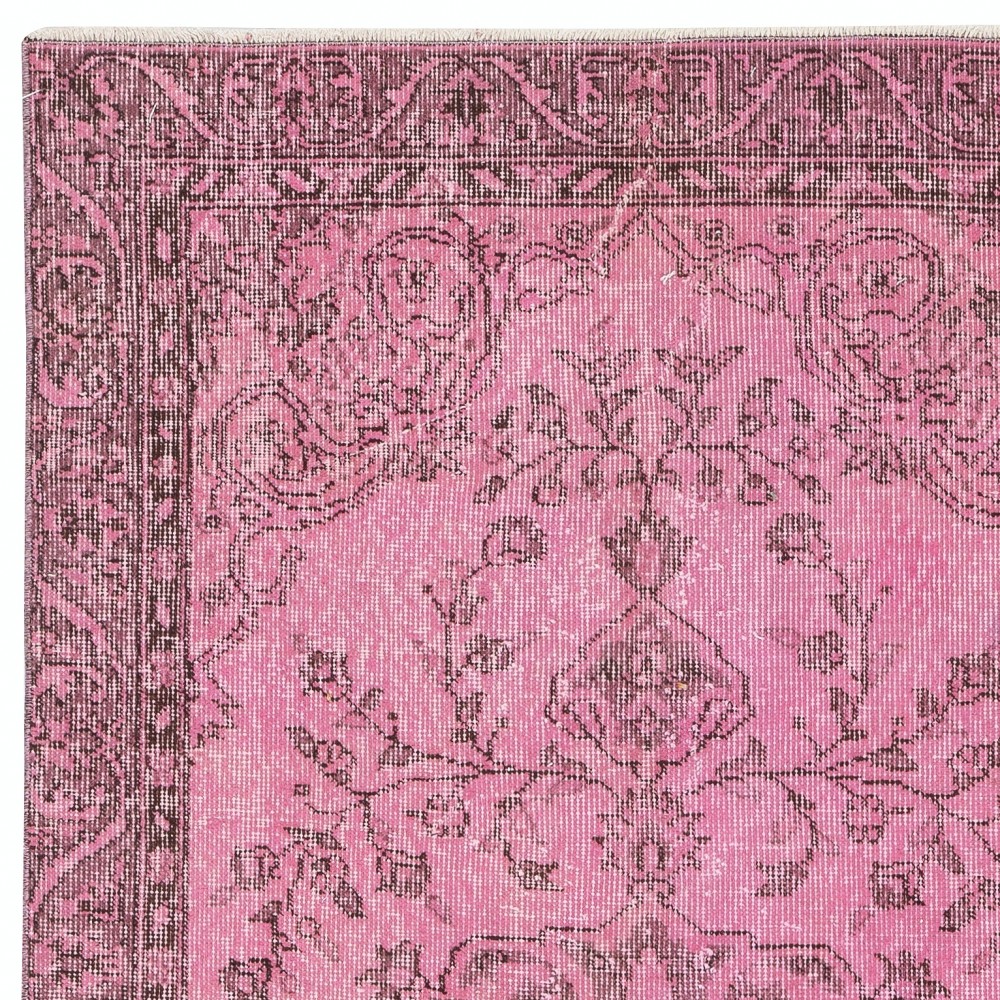 Pink Vintage Area Rug for Modern Home and Office. Handknotted and Handwoven in Turkey
