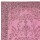 Pink Vintage Area Rug for Modern Home and Office. Handknotted and Handwoven in Turkey