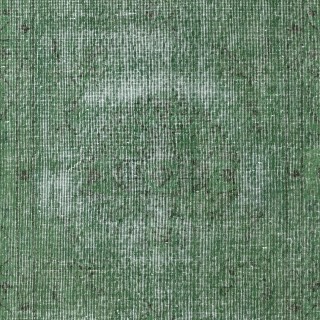 Hand-knotted Vintage Turkish Wool Area Rug Overdyed in Green for Modern Interiors