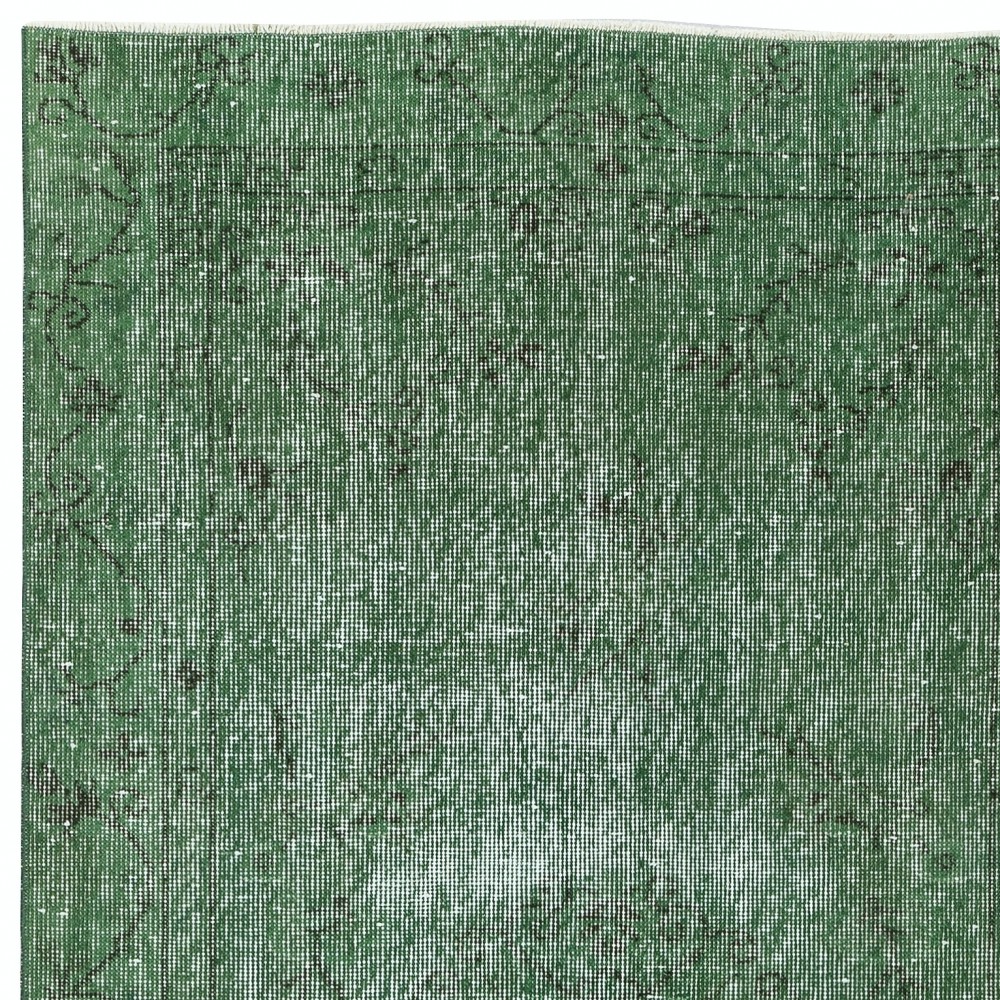 Hand-knotted Vintage Turkish Wool Area Rug Overdyed in Green for Modern Interiors Hand-knotted Vintage Turkish Wool Area Rug Overdyed in Green for Modern Interiors