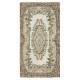 Vintage Accent Rug with Floral Medallion Design. Handknotted Turkish Rug for Farmhouse and Cottage Decor Vintage Accent Rug with Floral Medallion Design. Handknotted Turkish Rug for Farmhouse and Cottage Decor