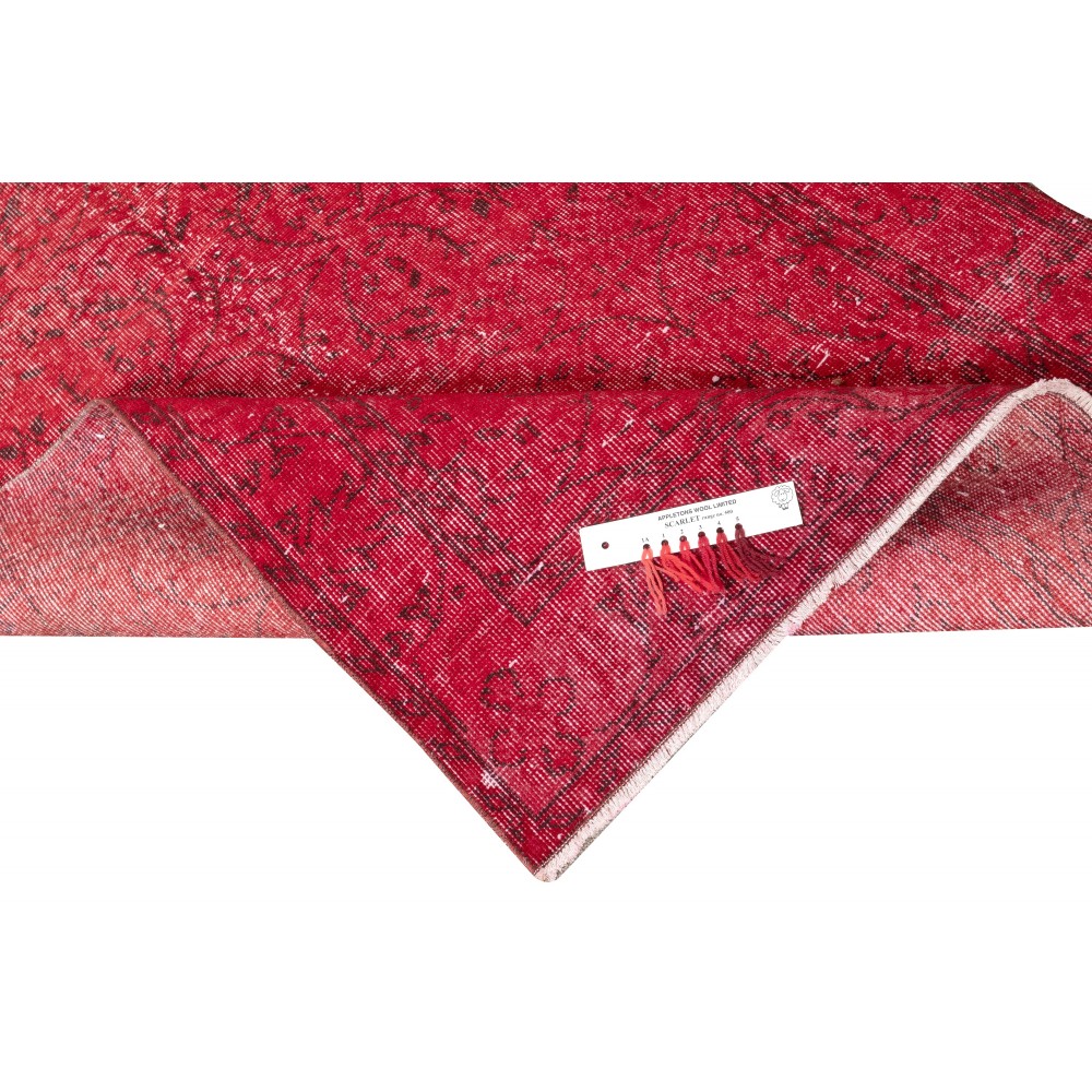 Modern Turkish Wool Rug. Vintage Red Overdyed Handmade Area Rug Modern Turkish Wool Rug. Vintage Red Overdyed Handmade Area Rug