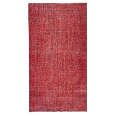 Modern Turkish Wool Rug. Vintage Red Overdyed Handmade Area Rug