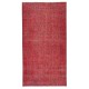 Modern Turkish Wool Rug. Vintage Red Overdyed Handmade Area Rug Modern Turkish Wool Rug. Vintage Red Overdyed Handmade Area Rug