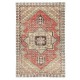 Vintage Turkish Accent Rug. Hand-Knotted in Turkey. Beige and Red Colors