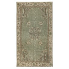 Vintage Green Area Rug with Chinese Art Deco Design. Hand-knotted in Turkey