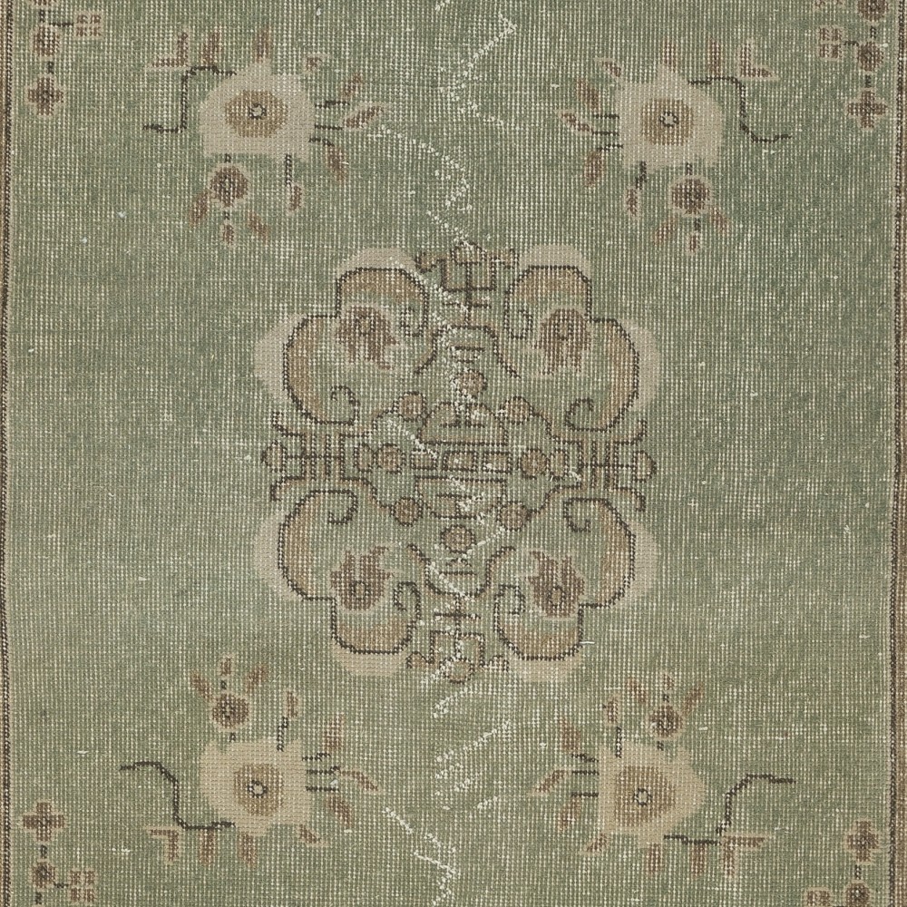 Vintage Green Area Rug with Chinese Art Deco Design. Hand-knotted in Turkey Vintage Green Area Rug with Chinese Art Deco Design. Hand-knotted in Turkey