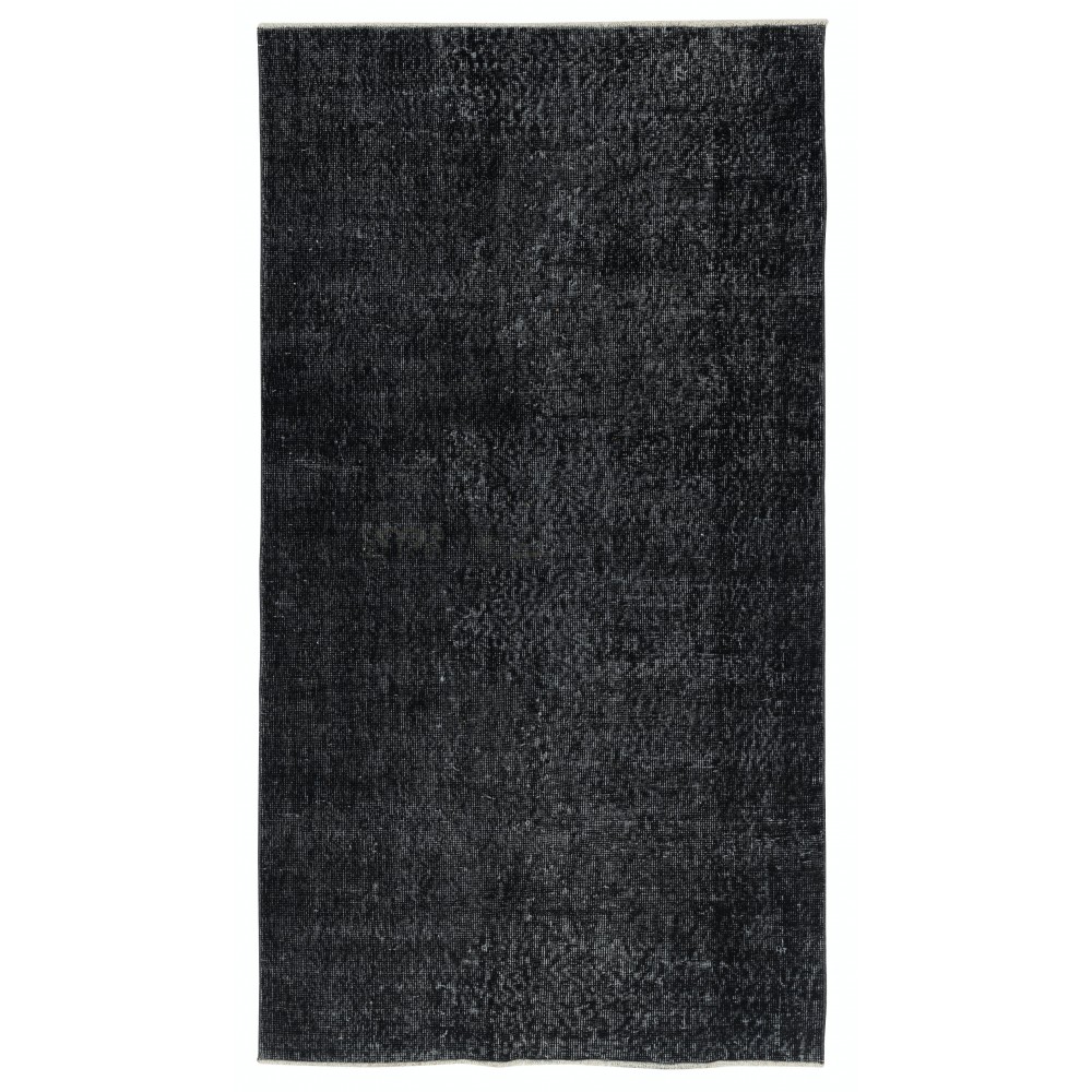 Black Overdyed Handmade Wool Rug. Vintage Turkish Area Rug for Living Room Black Overdyed Handmade Wool Rug. Vintage Turkish Area Rug for Living Room