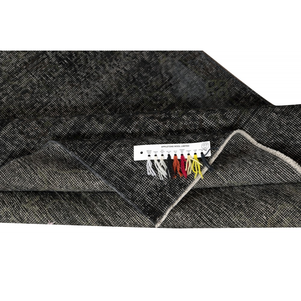 Hand-knotted Vintage Turkish Wool Area Rug Overdyed in Black for Modern Interiors Hand-knotted Vintage Turkish Wool Area Rug Overdyed in Black for Modern Interiors
