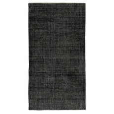 Hand-knotted Vintage Turkish Wool Area Rug Overdyed in Black for Modern Interiors