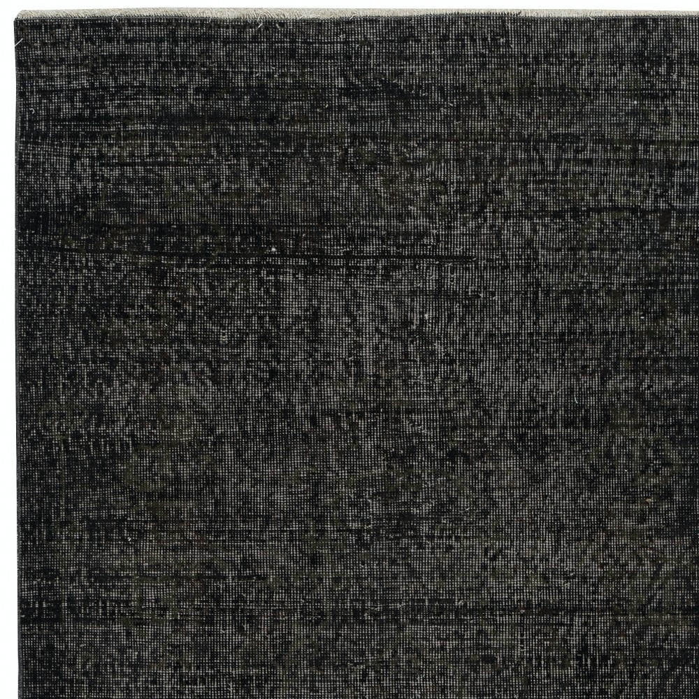 Hand-knotted Vintage Turkish Wool Area Rug Overdyed in Black for Modern Interiors Hand-knotted Vintage Turkish Wool Area Rug Overdyed in Black for Modern Interiors