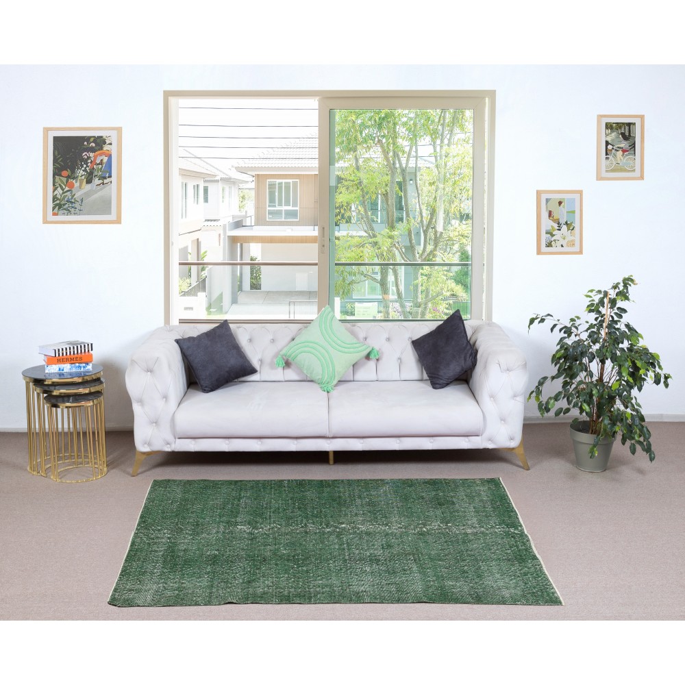 Green Overdyed Handmade Wool Rug. Vintage Turkish Area Rug for Living Room Green Overdyed Handmade Wool Rug. Vintage Turkish Area Rug for Living Room