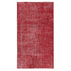 Vintage Handmade Turkish Wool Area Rug Overdyed in Red for Contemporary Interiors