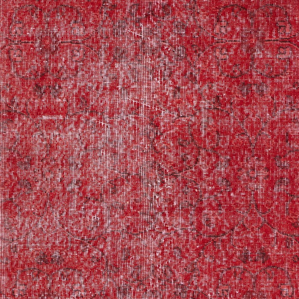 Vintage Handmade Turkish Wool Area Rug Overdyed in Red for Contemporary Interiors Vintage Handmade Turkish Wool Area Rug Overdyed in Red for Contemporary Interiors