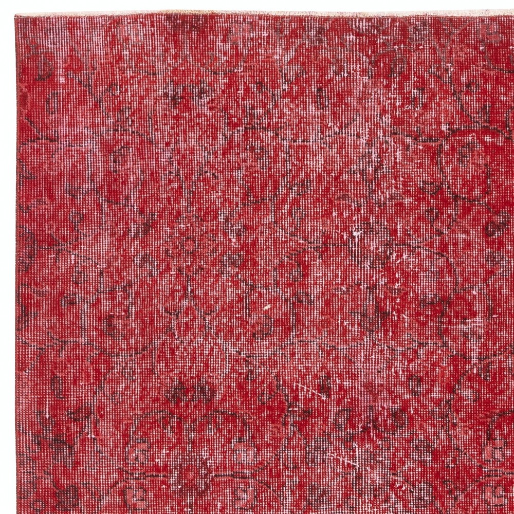 Vintage Handmade Turkish Wool Area Rug Overdyed in Red for Contemporary Interiors Vintage Handmade Turkish Wool Area Rug Overdyed in Red for Contemporary Interiors