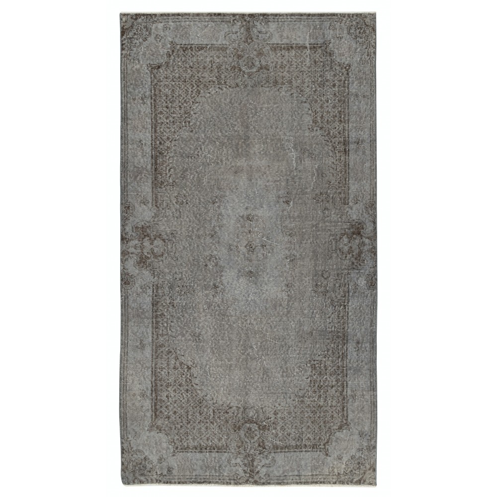 Gray Overdyed Vintage Turkish Wool Rug. Hand-Knotted Area Carpet for Modern Home Gray Overdyed Vintage Turkish Wool Rug. Hand-Knotted Area Carpet for Modern Home