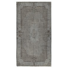 Gray Overdyed Vintage Turkish Wool Rug. Hand-Knotted Area Carpet for Modern Home