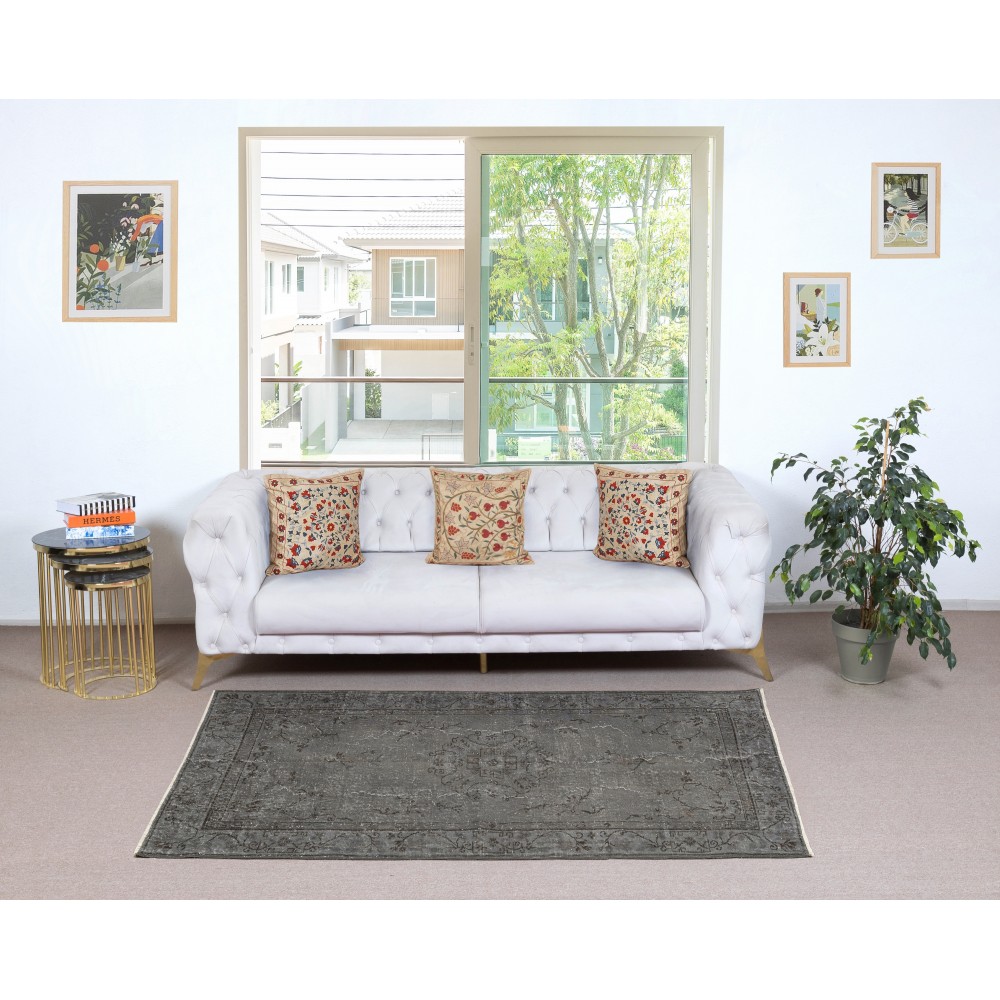 Gray Overdyed Handmade Wool Rug. Vintage Turkish Area Rug for Living Room Gray Overdyed Handmade Wool Rug. Vintage Turkish Area Rug for Living Room