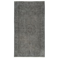 Gray Overdyed Handmade Wool Rug. Vintage Turkish Area Rug for Living Room