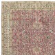 Vintage Handmade Turkish Wool Accent Rug with Floral Pattern for Living Room