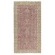 Vintage Handmade Turkish Wool Accent Rug with Floral Pattern for Living Room