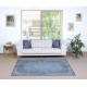 Vintage Handmade Turkish Wool Area Rug Redyed in Blue for Modern Interiors