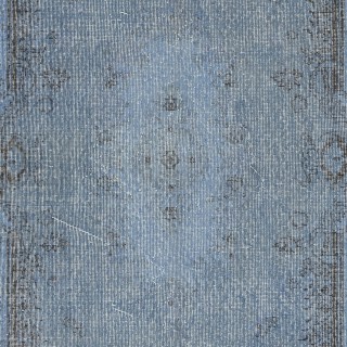 Vintage Handmade Turkish Wool Area Rug Redyed in Blue for Modern Interiors