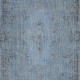 Vintage Handmade Turkish Wool Area Rug Redyed in Blue for Modern Interiors
