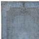 Vintage Handmade Turkish Wool Area Rug Redyed in Blue for Modern Interiors