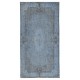 Vintage Handmade Turkish Wool Area Rug Redyed in Blue for Modern Interiors