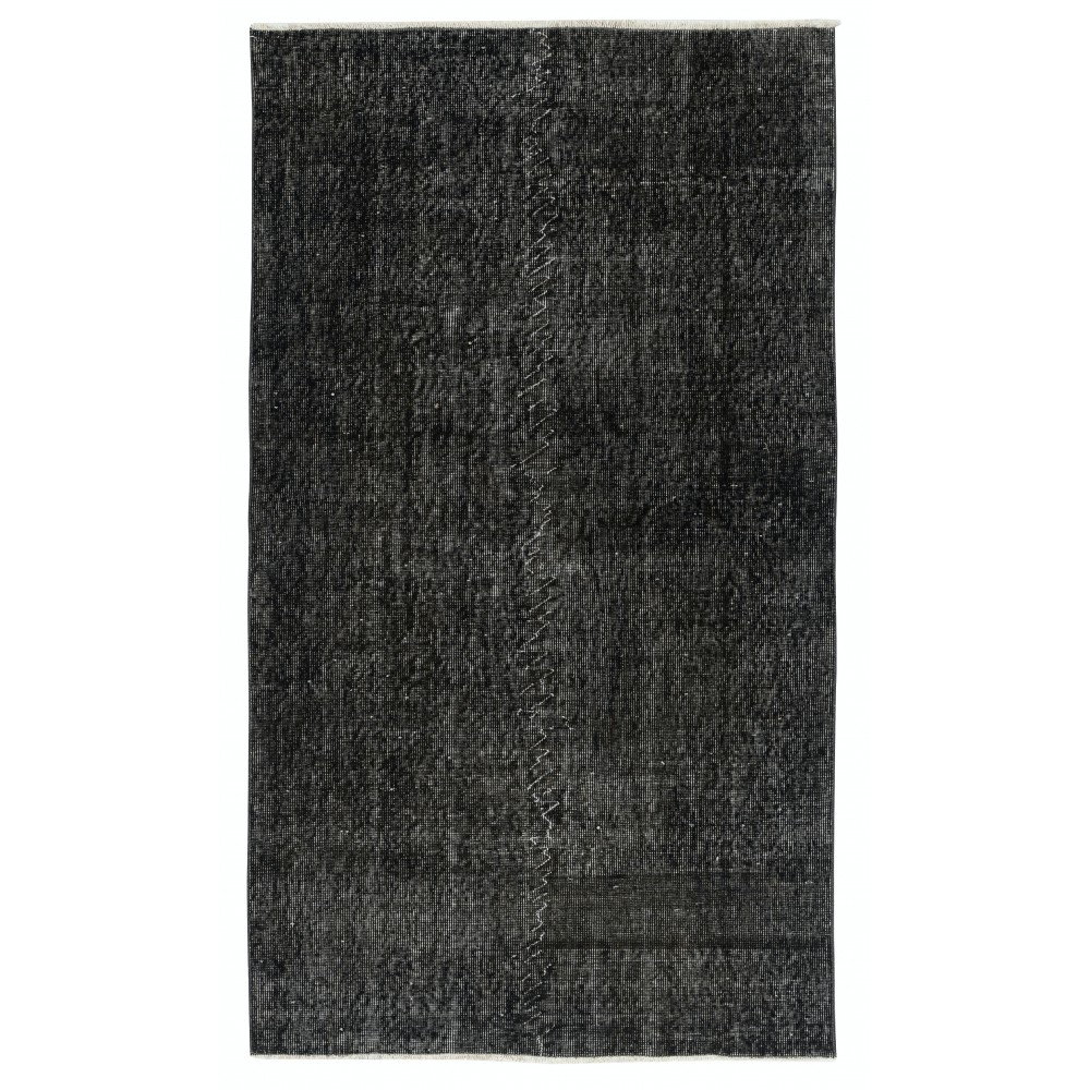 Vintage Wool Area Rug Overdyed in Black for Modern Interiors. Hand-knotted in Turkey Vintage Wool Area Rug Overdyed in Black for Modern Interiors. Hand-knotted in Turkey
