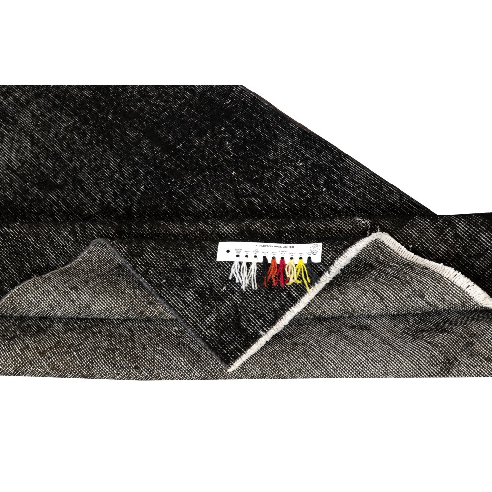 Vintage Wool Area Rug Overdyed in Black for Modern Interiors. Hand-knotted in Turkey Vintage Wool Area Rug Overdyed in Black for Modern Interiors. Hand-knotted in Turkey