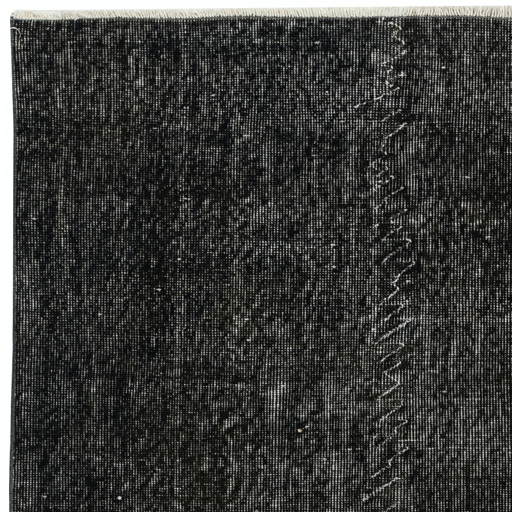 Vintage Wool Area Rug Overdyed in Black for Modern Interiors. Hand-knotted in Turkey Vintage Wool Area Rug Overdyed in Black for Modern Interiors. Hand-knotted in Turkey