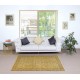 Vintage Handmade Turkish Wool Area Rug Redyed in Yellow for Modern Interiors