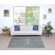 Vintage Handmade Turkish Blue Wool Accent Rug with Floral Design for Home and Office Decor