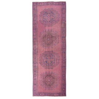 Pink Runner Rug for Hallway. Vintage Handmade Corridor. Kitchen Runner Carpet. Stair Rug
