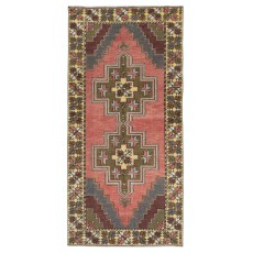 One-of-a-kind Vintage Oriental Rug, 100% Wool, Hand-knotted Turkish Carpet with Tribal Motifs