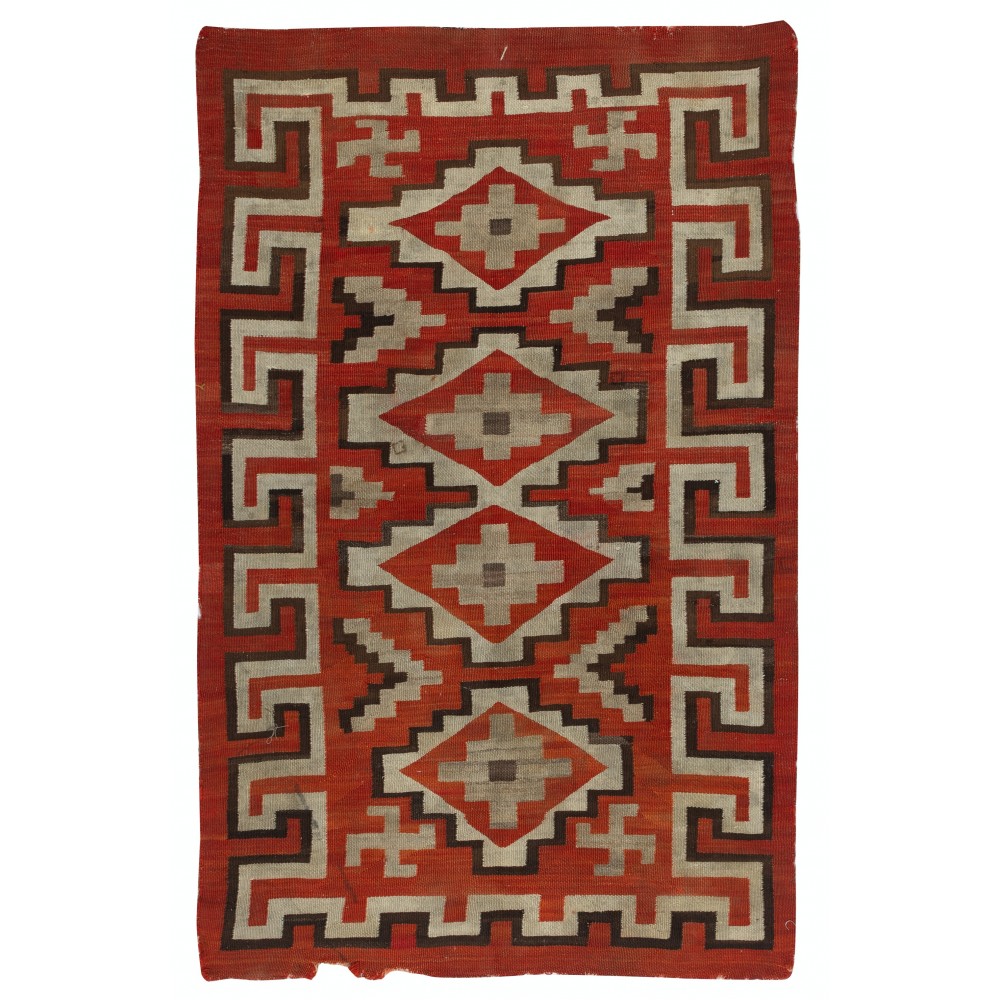 Antique Navajo Ganado Rug, Handwoven Wool, Red and Ivory Geometric Design, Circa 1925–1945 Antique Navajo Ganado Rug, Handwoven Wool, Red and Ivory Geometric Design, Circa 1925–1945