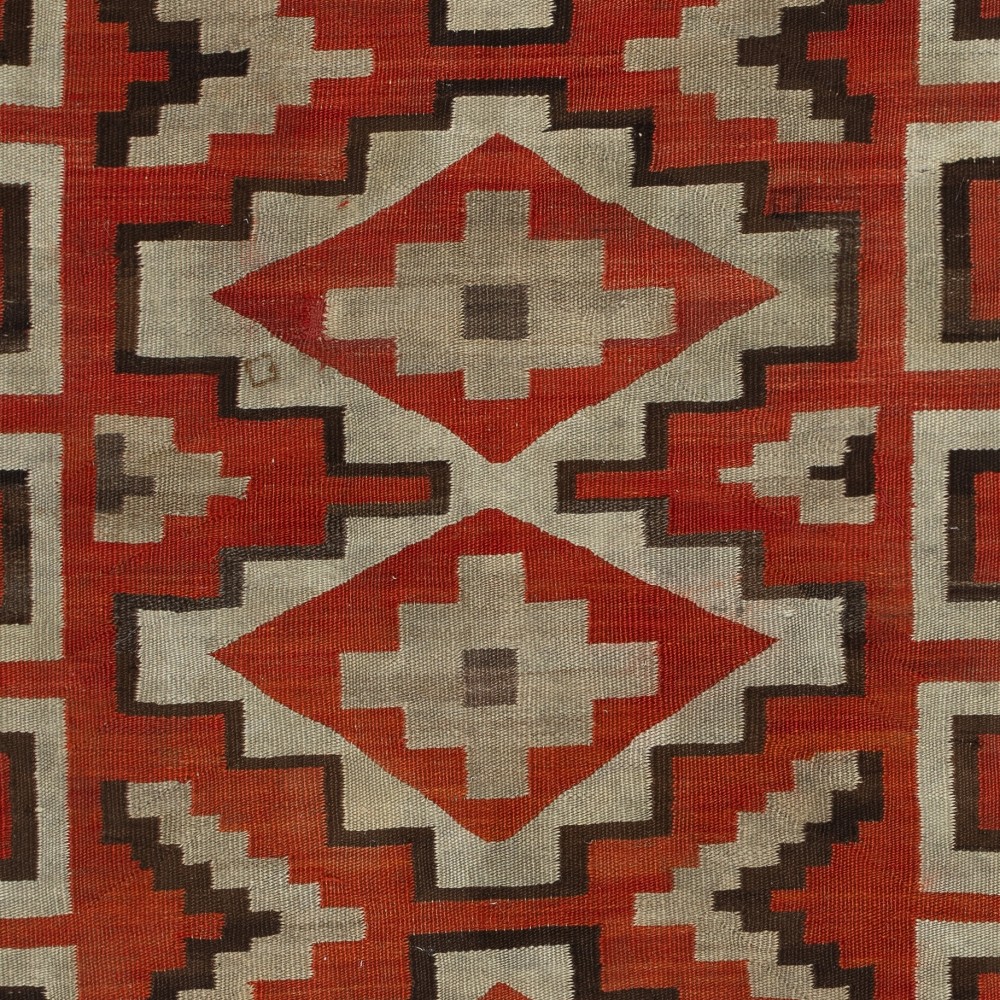 Antique Navajo Ganado Rug, Handwoven Wool, Red and Ivory Geometric Design, Circa 1925–1945 Antique Navajo Ganado Rug, Handwoven Wool, Red and Ivory Geometric Design, Circa 1925–1945
