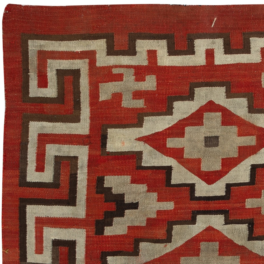 Antique Navajo Ganado Rug, Handwoven Wool, Red and Ivory Geometric Design, Circa 1925–1945 Antique Navajo Ganado Rug, Handwoven Wool, Red and Ivory Geometric Design, Circa 1925–1945