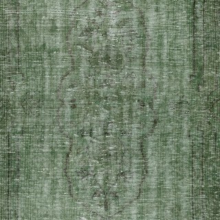 Handmade Turkish Wool Area Rug. Vintage Overdyed Green Rug for Modern Home