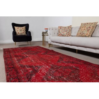 Red Runner Rug for Hallway. Vintage Corridor Rug. Handmade Stair Rug. Kitchen Runner