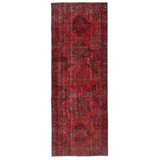 Red Runner Rug for Hallway. Vintage Corridor Rug. Handmade Stair Rug. Kitchen Runner