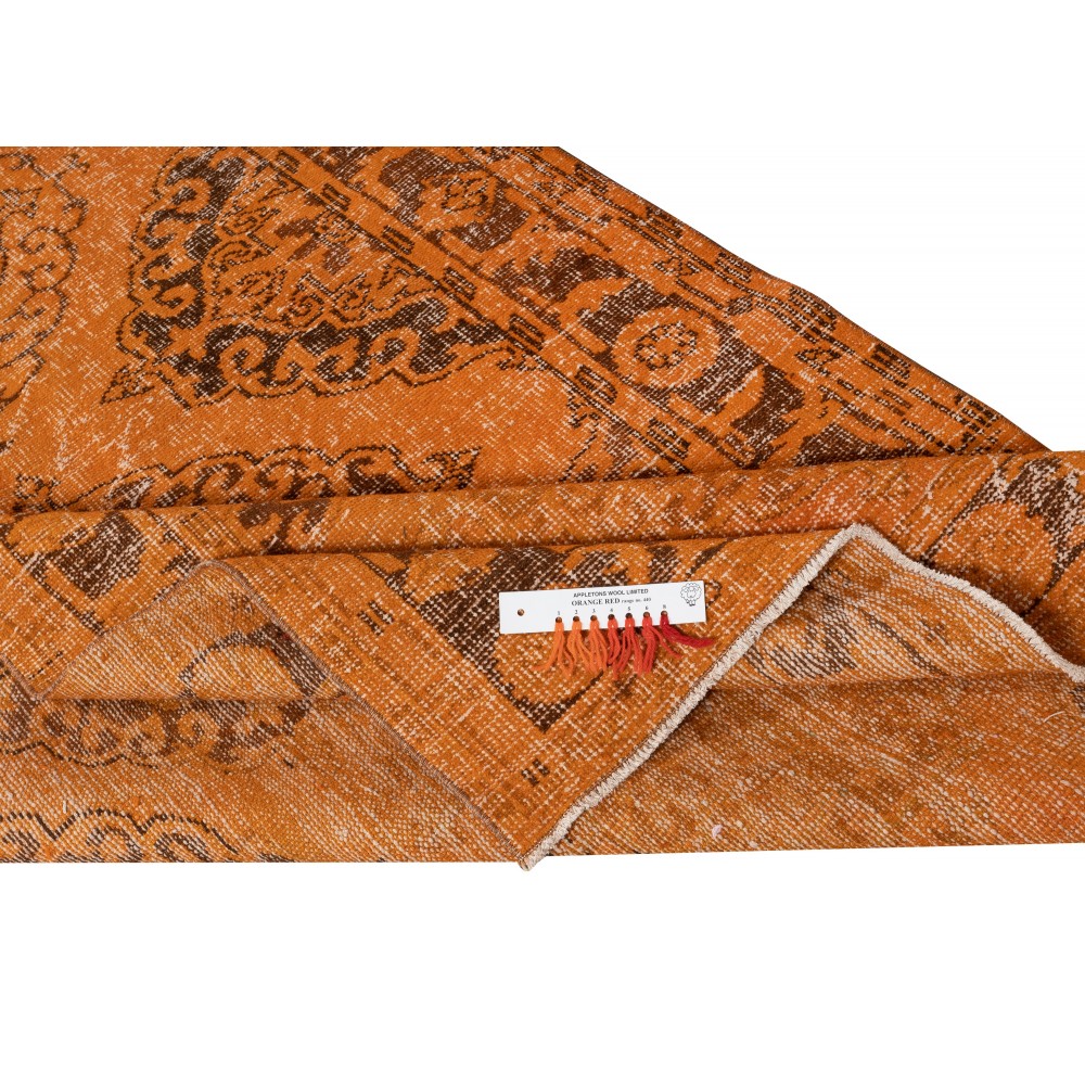 Orange Runner Rug for Hallway. Vintage Handmade Corridor. Kitchen Runner Carpet. Stair Rug