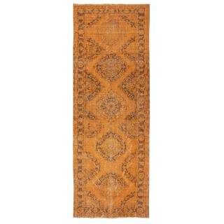 Orange Runner Rug for Hallway. Vintage Handmade Corridor. Kitchen Runner Carpet. Stair Rug