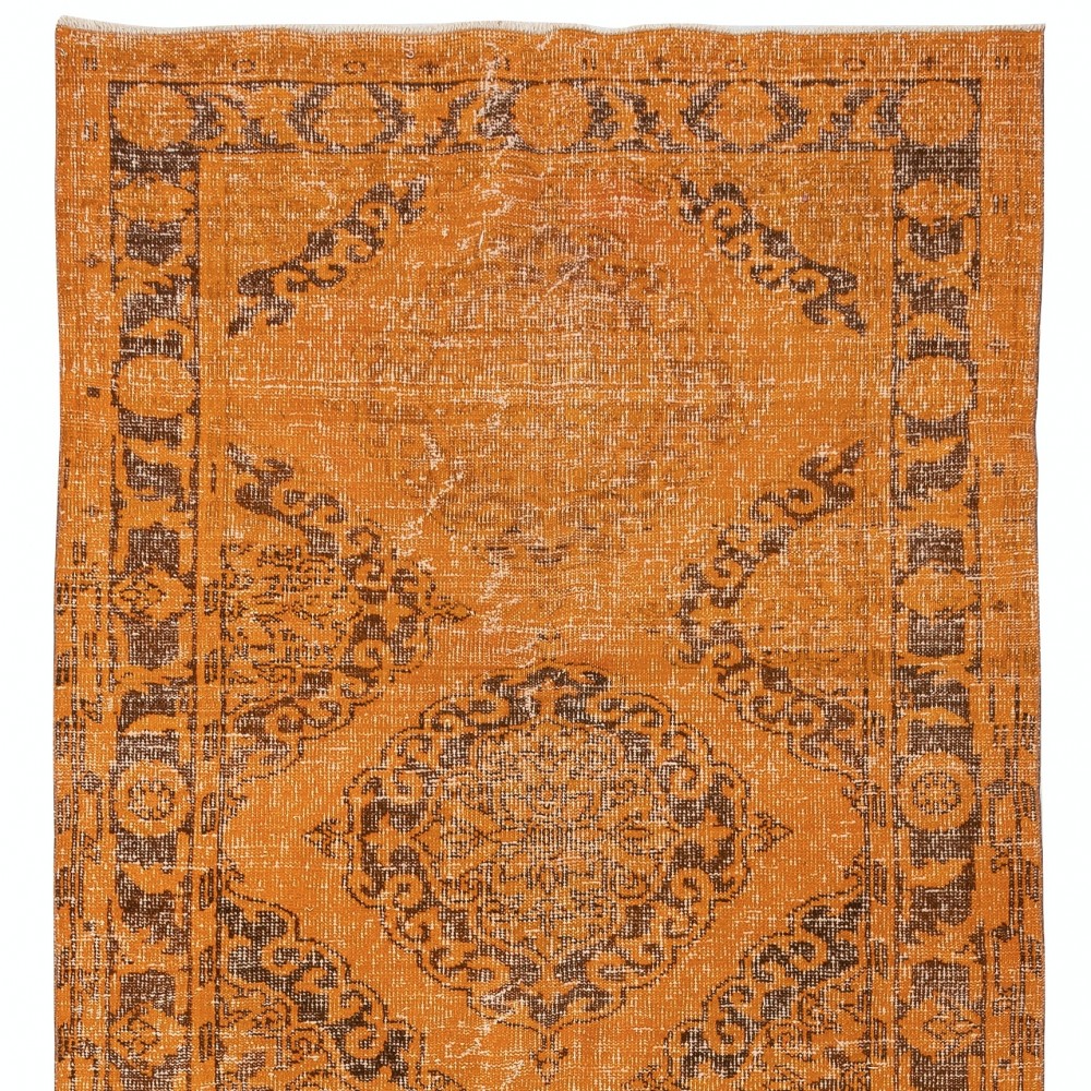 Orange Runner Rug for Hallway. Vintage Handmade Corridor. Kitchen Runner Carpet. Stair Rug
