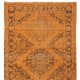 Orange Runner Rug for Hallway. Vintage Handmade Corridor. Kitchen Runner Carpet. Stair Rug